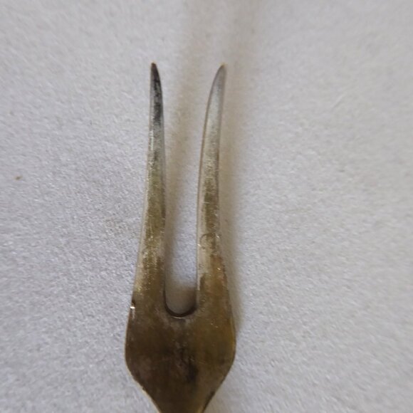 VINTAGE 4” HESTENES NORWAY STERLING SILVER ENAMEL GOLD PLATED APPETIZER FORK - Picture 5 of 13